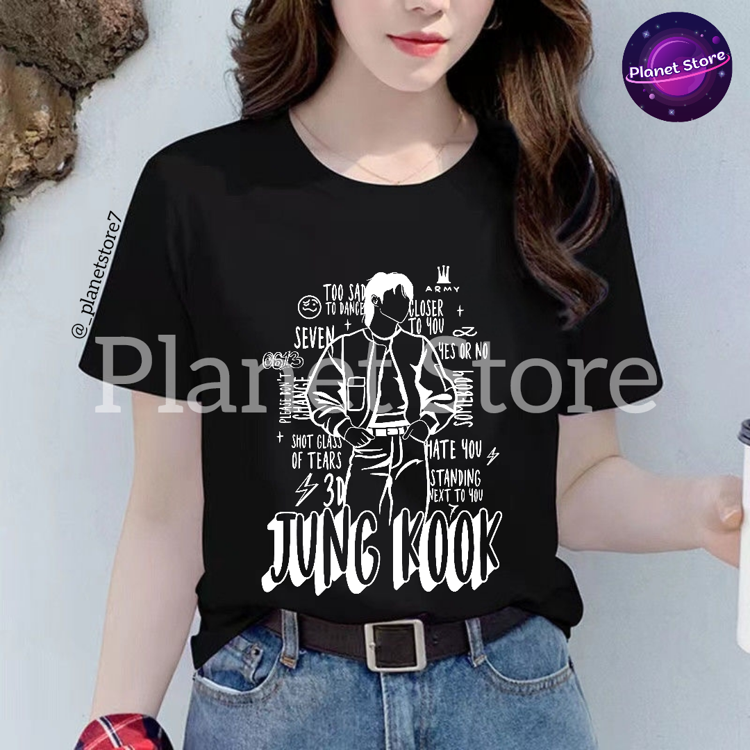 JUNGKOOK GOLDEN T-SHIRT 100% COTTON (black and white)