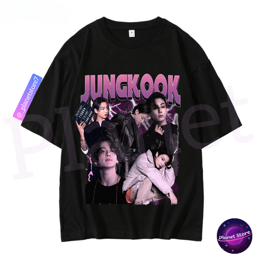 JUNGKOOK 100% COTTON T-SHIRT (black and white)