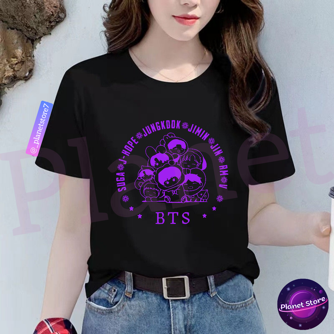 BTS 100% COTTON T-SHIRT (black/white)