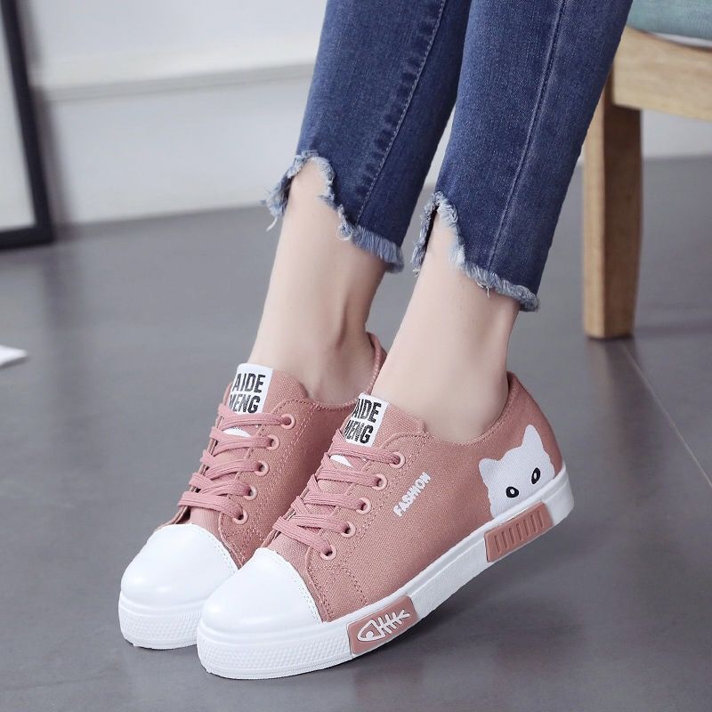 CUTE CAT WOMEN'S SNEAKERS (black/pink/white)