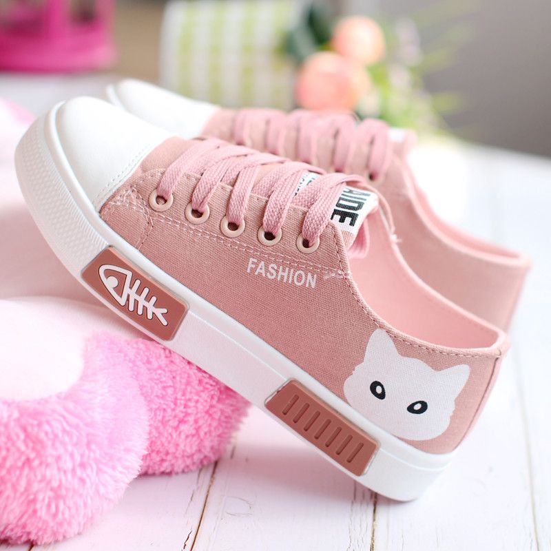 CUTE CAT WOMEN'S SNEAKERS (black/pink/white)