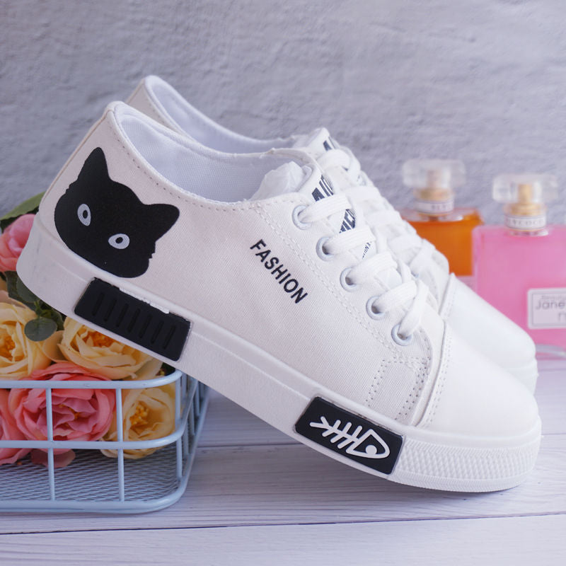 CUTE CAT WOMEN'S SNEAKERS (black/pink/white)