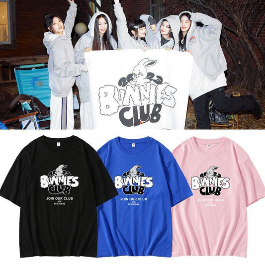 NEWJEANS BUNNIES CLUB T-SHIRTS 100% BAUMWOLLE (verschiedene Farben)
