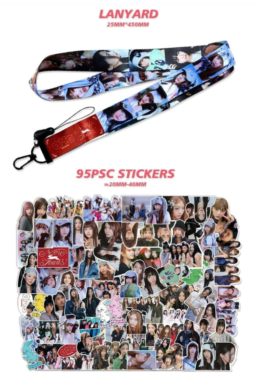 KIT 92 TEILE (60 FOTOKARTEN + 32 STICKER) NEWJEANS GET UP