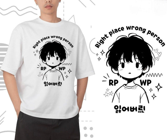 BTS RM "RiGHT PLACE WRONG PERSON" T-SHIRT 100% COTTON (black and white) 