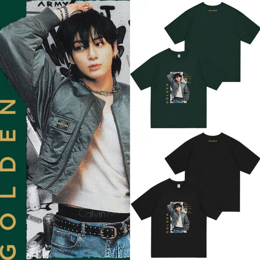 JUNGKOOK GOLDENES T-SHIRT 100% BAUMWOLLE (4 Farben)
