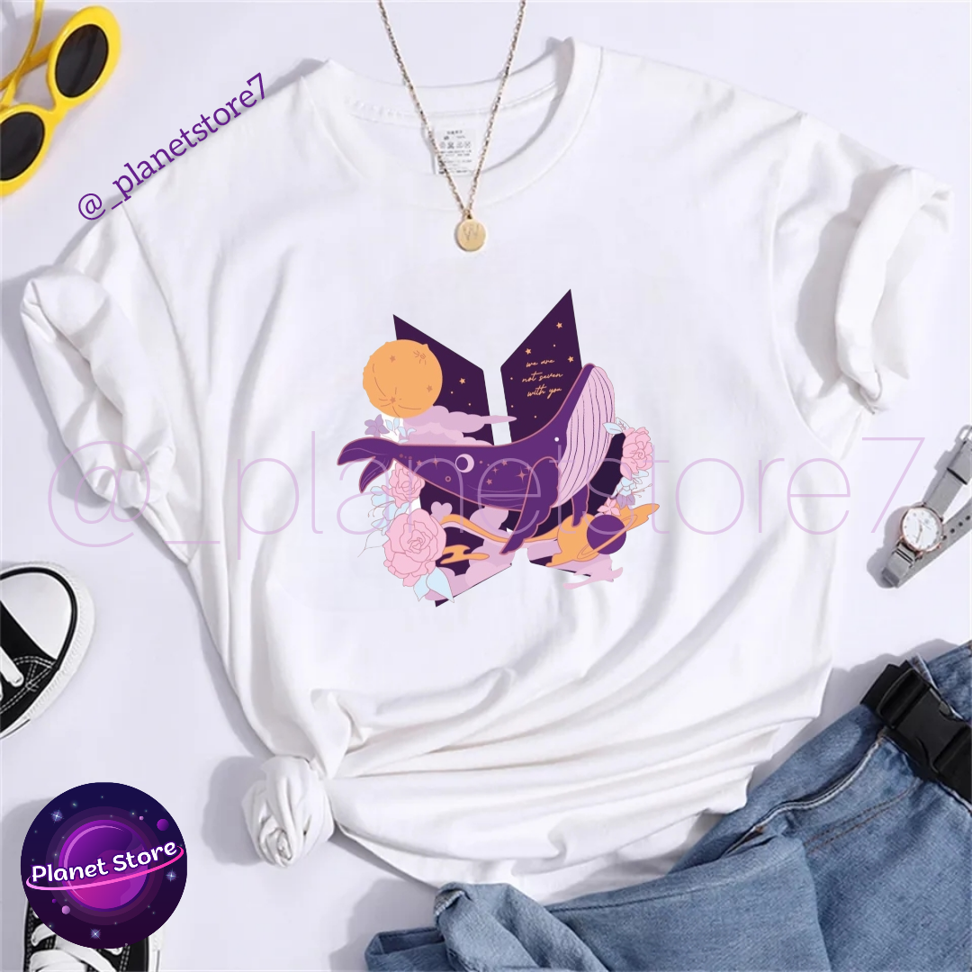 BTS T-SHIRT 100% COTTON (black and white) 