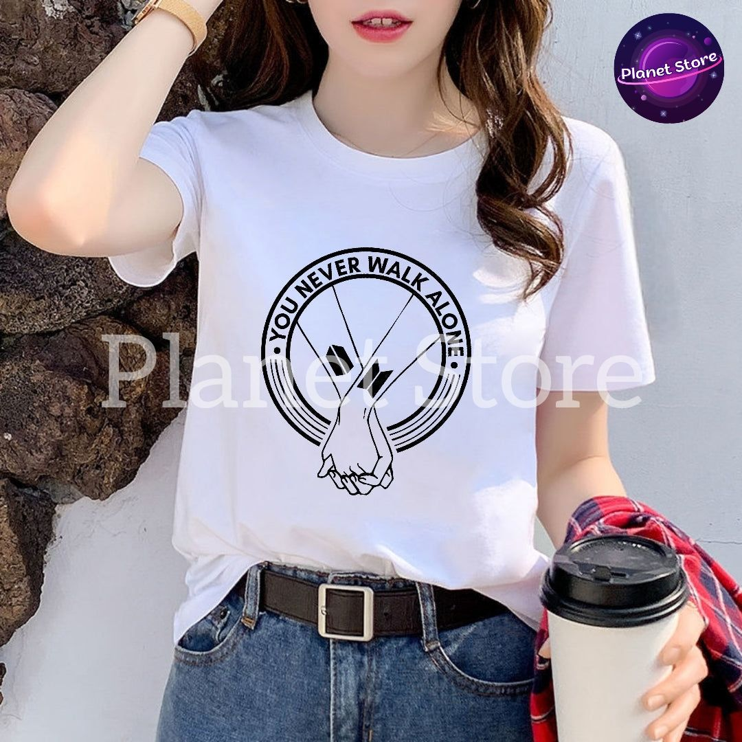 BTS "You Never Walk Alone" T-Shirt 100% COTTON (black and white) 
