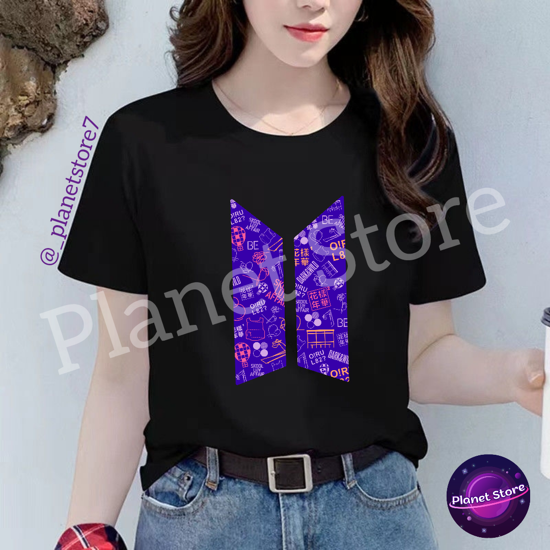BTS T-SHIRT 100% COTTON (black and white) 