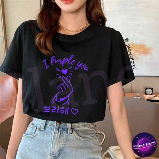 BTS I PURPLE YOU T-SHIRT 100% COTTON (black and white) 