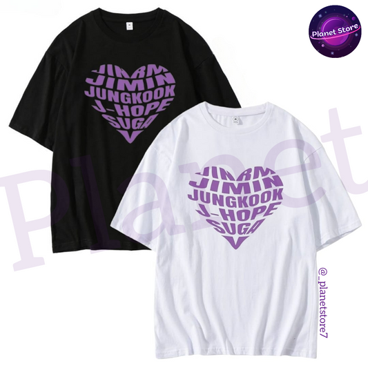 BTS T-SHIRT 100% COTTON (black and white) 