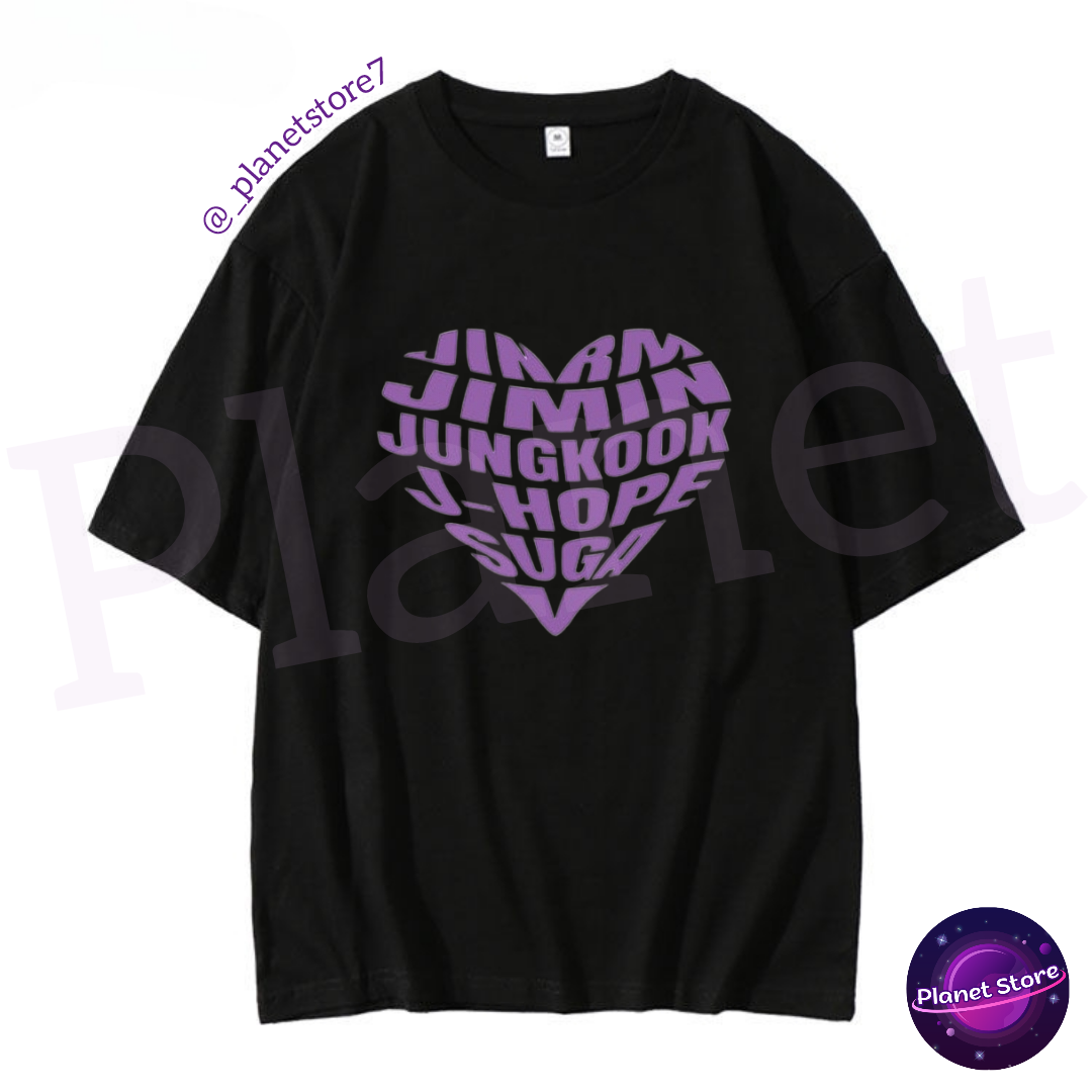 BTS T-SHIRT 100% COTTON (black and white) 