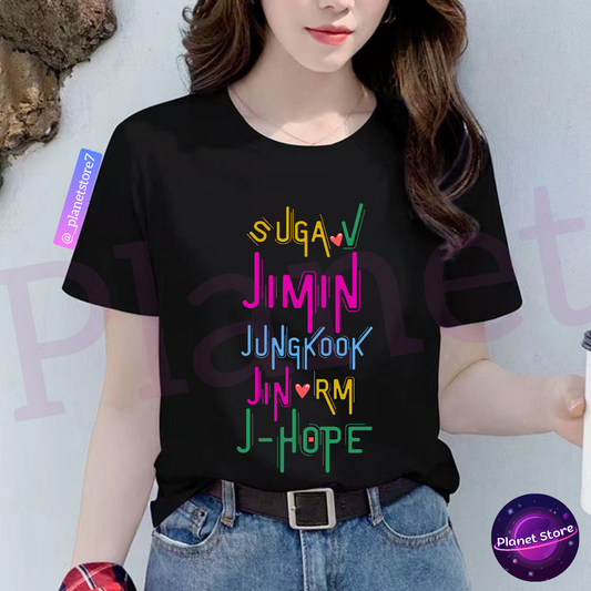 BTS T-SHIRT 100% COTTON (black and white)