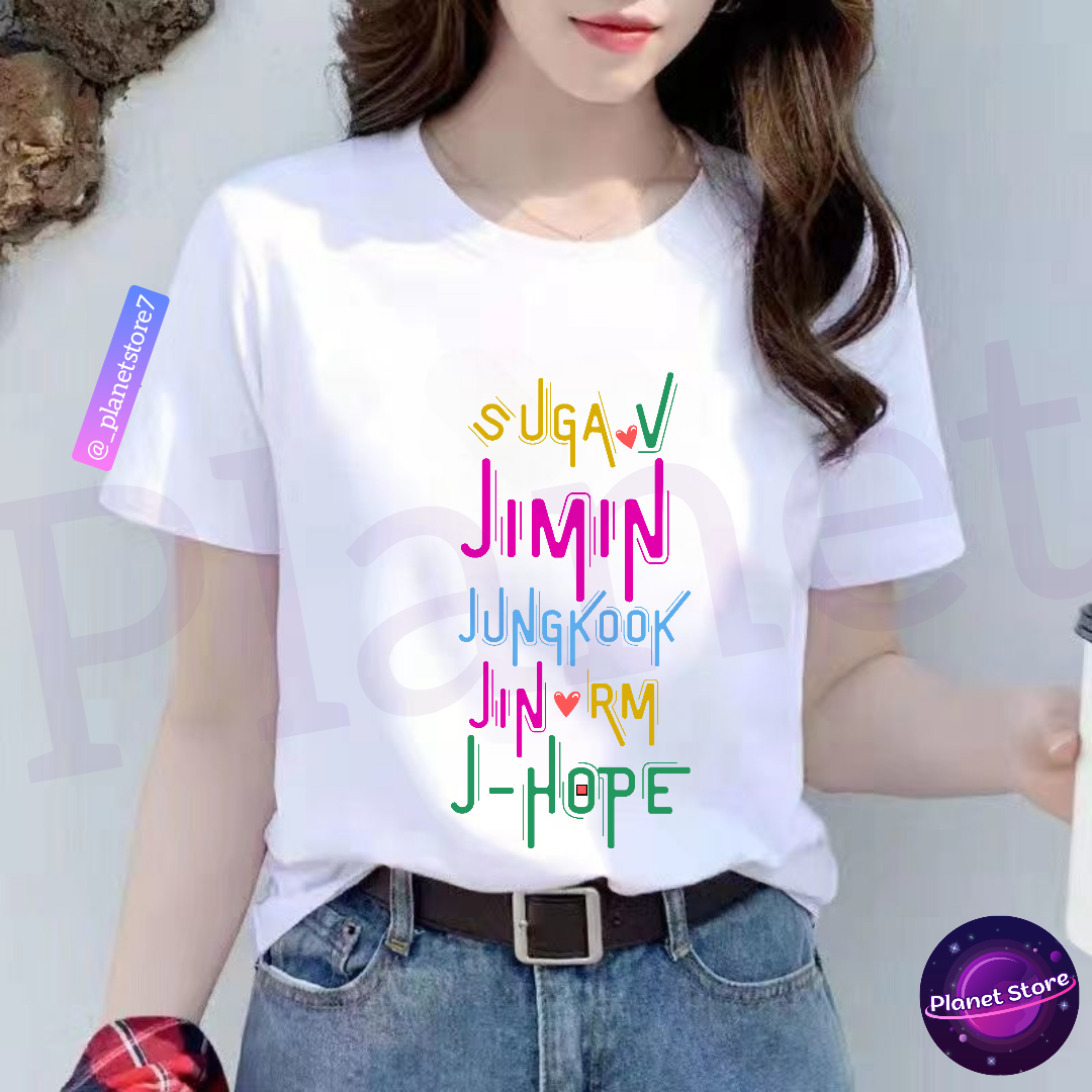 BTS T-SHIRT 100% COTTON (black and white)