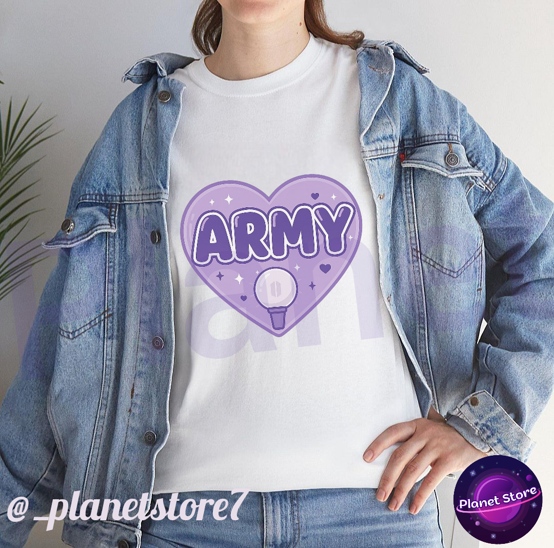 BTS ARMY T-SHIRT 100% COTTON (black and white) 